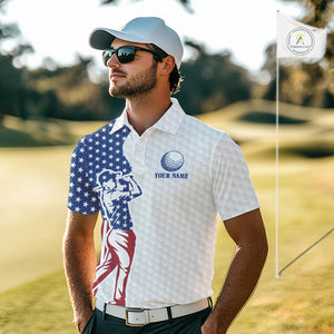 Red, White and Blue American Flag Golf polo shirts For Men Custom patriotic mens golf top NQS9987