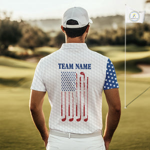 Red, White and Blue American Flag Golf polo shirts For Men Custom patriotic mens golf top NQS9987