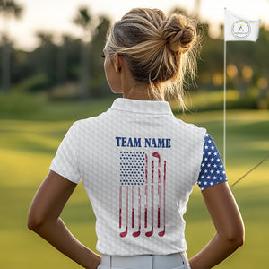 Red, White & Blue American Flag Golf polo shirts For Women Custom patriotic ladies golf top NQS9987