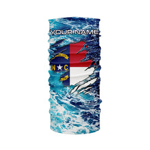 Load image into Gallery viewer, Blue sea wave ocean camo North Carolina flag patriot Custom sun protection fishing long sleeve shirts NQS5767