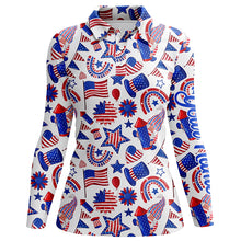 Load image into Gallery viewer, Women golf polo shirts USA independence day pattern custom patriot team golf polo shirts NQS5780