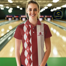 Load image into Gallery viewer, Retro Blue argyle pattern Bowling shirts For Women custom bowling team jerseys Bowler Outfits NQS10151