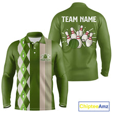 Load image into Gallery viewer, Retro Green argyle pattern Bowling shirts For Men custom bowling team jerseys Bowler Outfits NQS10152
