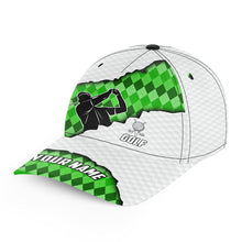 Load image into Gallery viewer, Green argyle pattern white golf ball skin Golfer hat custom golf sun hats for men, women NQS8741