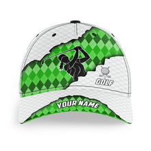 Load image into Gallery viewer, Green argyle pattern white golf ball skin Golfer hat custom golf sun hats for men, women NQS8741