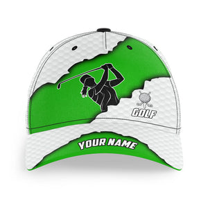 Green and white golf ball skin Golfer hat custom golf sun hats for men, women NQS8742