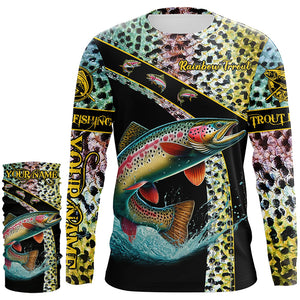 Rainbow trout fishing scales UV protection Custom long sleeve fishing shirts, trout fishing jerseys NQS4385