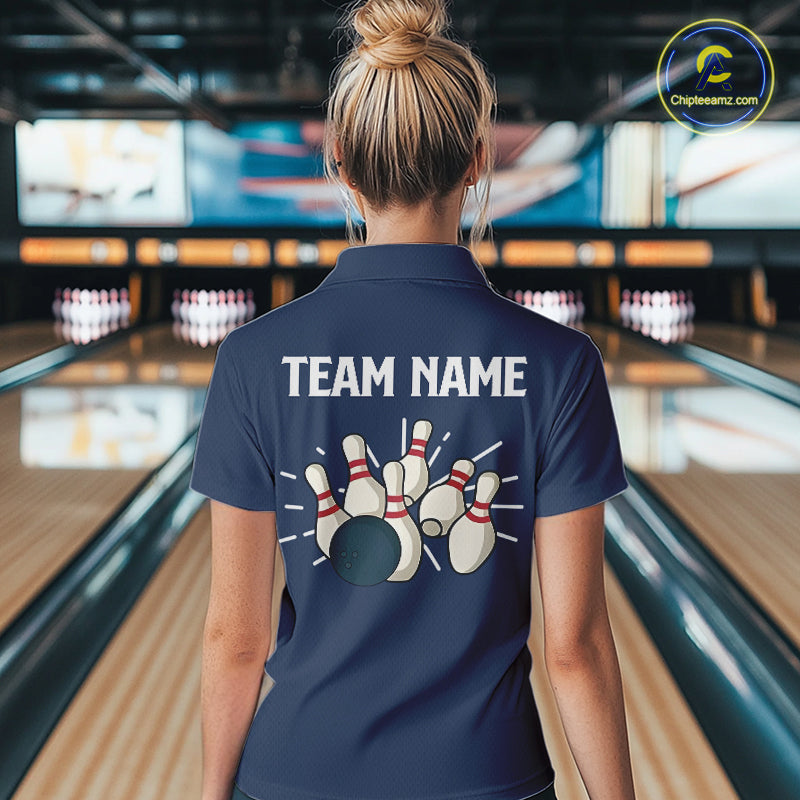 Retro Blue argyle pattern Bowling shirts For Women custom bowling team jerseys Bowler Outfits NQS9411