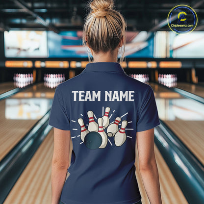 Retro Blue argyle pattern Bowling shirts For Women custom bowling team jerseys Bowler Outfits NQS9411