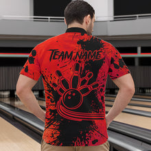 Load image into Gallery viewer, Black and Red Mens Bowling Polo, Quarter Zip Shirts Custom Bowling Team League Jerseys NQS9569