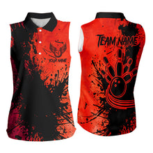 Load image into Gallery viewer, Black and Red Women Sleeveless Polo Shirt Custom Bowling Team League Jerseys NQS9569