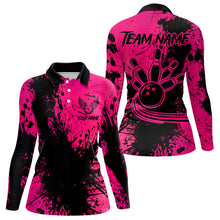 Load image into Gallery viewer, Black and Pink Womens Bowling Polo, Quarter Zip Shirts Custom Bowling Team League Jerseys NQS9570