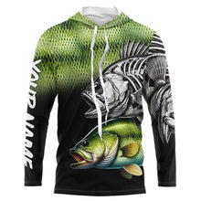 Load image into Gallery viewer, Bass Reaper Skeleton Green scales Custom Long Sleeve Fishing Shirts, Personalized Fishing Gifts NQS9572