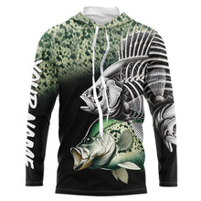 Load image into Gallery viewer, Crappie Reaper Skeleton Green scales Custom Long Sleeve Fishing Shirts, Personalized Fishing Gifts NQS9573