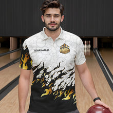 Load image into Gallery viewer, Black and White Camo Bowling Shirts For Men Custom Bowling Team League Jerseys | Gold NQS9576