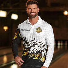 Load image into Gallery viewer, Black and White Camo Bowling Shirts For Men Custom Bowling Team League Jerseys | Gold NQS9576