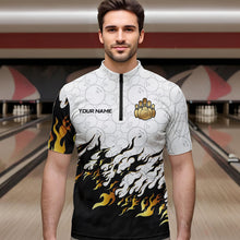 Load image into Gallery viewer, Black and White Camo Bowling Shirts For Men Custom Bowling Team League Jerseys | Gold NQS9576