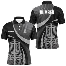 Load image into Gallery viewer, Black and Grey Dot pattern disc golf basket custom Men disc golf polo shirt, disc golf jersey NQS8749
