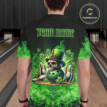 Load image into Gallery viewer, Green Flame Smoke St Patrick's Day Eagle Skull Men's Bowling Shirts Custom Lucky Bowling Team Jersey NQS11286