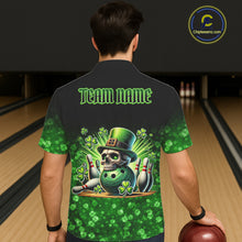 Load image into Gallery viewer, Green shamrock St Patrick's Day Eagle Skull Bowling Hawaiian shirt Custom Lucky Bowling Team Jersey NQS11287