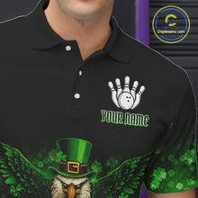 Load image into Gallery viewer, Green shamrock St Patrick's Day Eagle Skull Men's Bowling Shirts Custom Lucky Bowling Team Jersey NQS11287