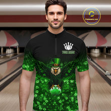 Load image into Gallery viewer, Green shamrock St Patrick's Day Eagle Skull Men's Bowling Shirts Custom Lucky Bowling Team Jersey NQS11287