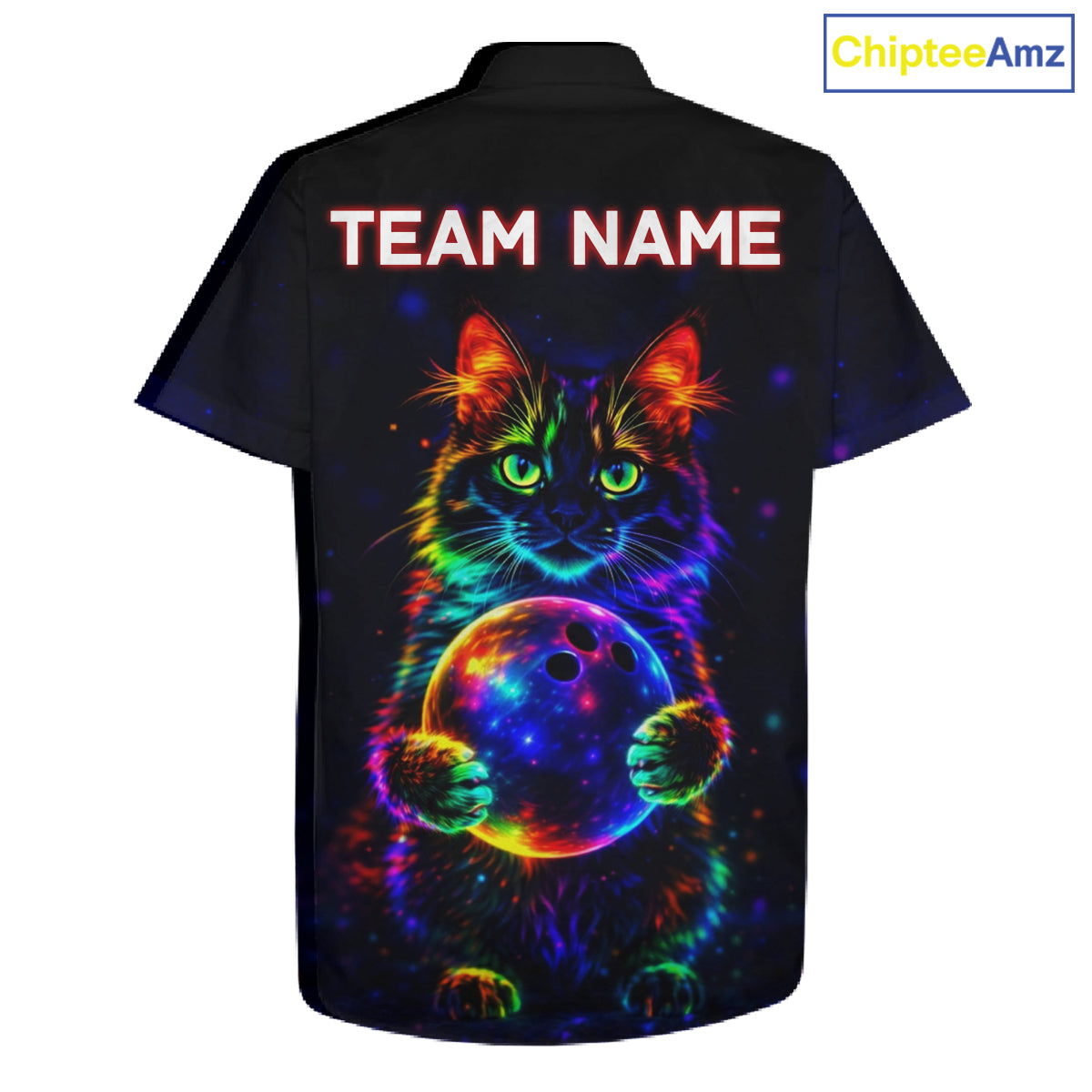 Neon Cat Hawaiian Bowling shirts Custom Team Bowling Apparel, best bowling shirts NQS11516