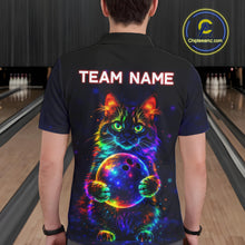 Load image into Gallery viewer, Neon Cat Bowling Jerseys for Men Custom Team Bowling Apparel, best bowling shirts NQS11516
