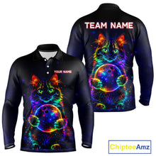 Load image into Gallery viewer, Neon Cat Bowling Jerseys for Men Custom Team Bowling Apparel, best bowling shirts NQS11516