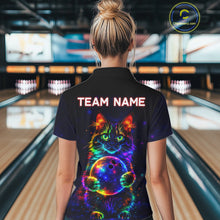 Load image into Gallery viewer, Neon Cat Bowling shirts for Ladies Custom Team Bowling Apparel, best bowling shirts NQS11516