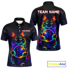 Load image into Gallery viewer, Neon Cat Bowling Jerseys for Men Custom Team Bowling Apparel, best bowling shirts NQS11516