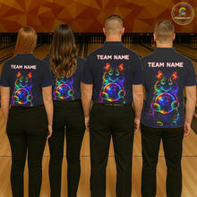 Load image into Gallery viewer, Neon Cat Bowling shirts for Ladies Custom Team Bowling Apparel, best bowling shirts NQS11516