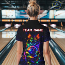 Load image into Gallery viewer, Neon Cat Bowling shirts for Ladies Custom Team Bowling Apparel, best bowling shirts NQS11516