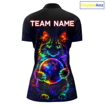 Load image into Gallery viewer, Neon Cat Bowling shirts for Ladies Custom Team Bowling Apparel, best bowling shirts NQS11516