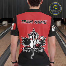 Load image into Gallery viewer, Black and Red maple leaf Mens bowling shirts Custom Canadian Flag bowling team  jerseys, bowlers gifts NQS9992