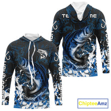 Load image into Gallery viewer, Blue Camo Largemouth Bass fishing Custom sun protection Bass fishing shirts, Bass fishing team jerseys NQS9994
