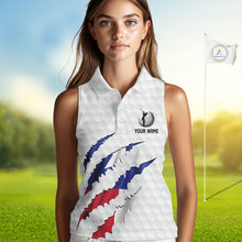 Load image into Gallery viewer, Personalized Texas Flag Women sleeveless polo shirt, Custom Patriotic Golf Team Shirts For ladies NQS10156