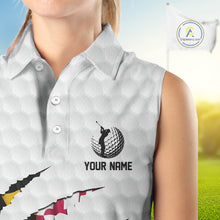 Load image into Gallery viewer, Personalized Maryland Flag Women sleeveless polo shirt, Custom Patriotic Golf Team Shirts For ladies NQS10157