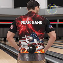 Load image into Gallery viewer, Red Lightning thunder storm American Flag Bowling Shirts For Men Custom Bowling Team League Jerseys NQS10290