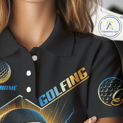 Funny Golf Ball Women golf polo shirts custom name black golf shirt, best team golf shirts NQS10292
