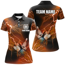 Load image into Gallery viewer, Women bowling shirts Custom orange lightning thunder Bowling Team Jersey, gift for team Bowlers NQS8317