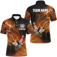 Load image into Gallery viewer, Mens bowling shirts Custom orange lightning thunder Bowling Team Jersey, gift for team Bowlers NQS8317