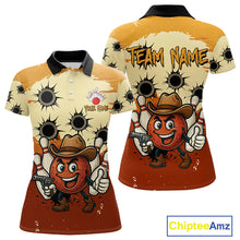 Load image into Gallery viewer, Funny Bowling Cowboy gun Women bowling polo, Quarter zip shirts Custom bowling team outfit jersey NQS10920