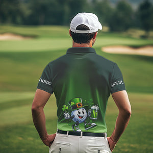 Funny Green golf ball St Patrick Day Custom Men golf polo shirts, personalized golf attire for men NQS9589