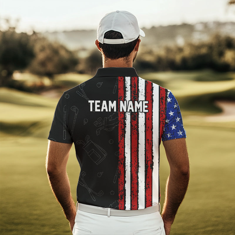 Black Camo American Flag Golf Polo Shirts For Men custom Patriotic golf outfit Team Jerseys NQS9727