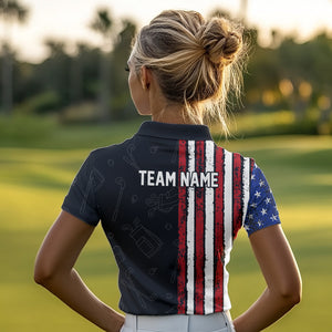 Black Camo American Flag Golf Polo Shirts For Women custom Patriotic golf outfit Team ladies Jerseys NQS9727