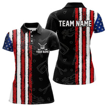 Load image into Gallery viewer, Black Camo American Flag Golf Polo Shirts For Women custom Patriotic golf outfit Team ladies Jerseys NQS9727
