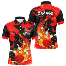 Load image into Gallery viewer, Eagle flame bowling ball and pins custom Men Bowling Polo Shirts, team bowling jerseys | Red NQS7514
