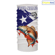 Load image into Gallery viewer, Red, White and Blue Texas Flag Redfish Fishing custom Redfish long sleeves performance fishing shirts NQS10001