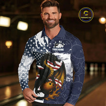Load image into Gallery viewer, Red, White and Blue American Flag Dragon Bowling Shirts For Men Custom Patriotic Bowling Team Jersey NQS10294